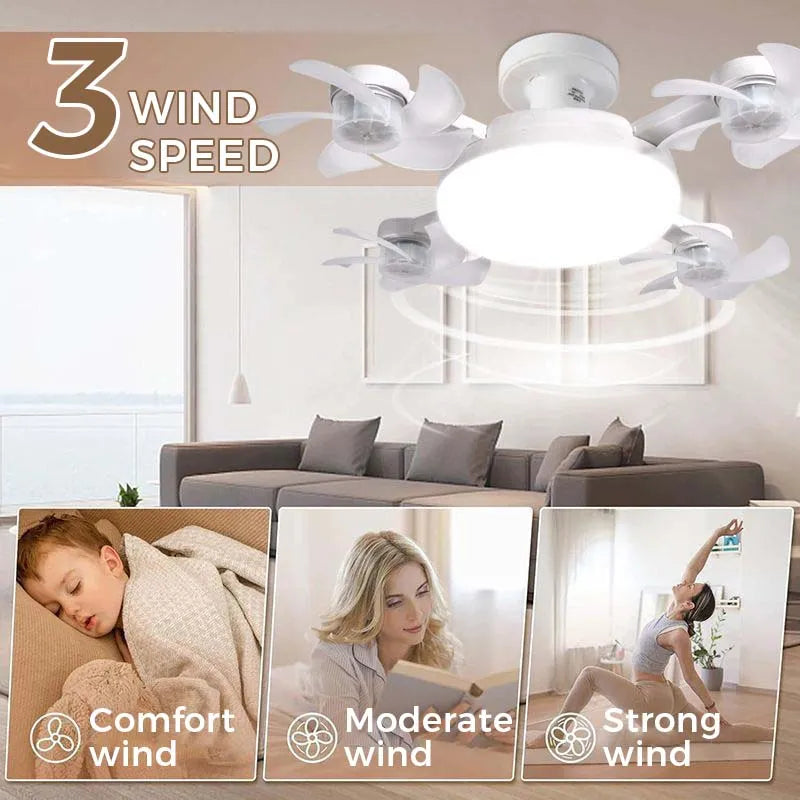 Screw-In Socket Ceiling Fan with Remote &amp; Dimmable LED Light - DHACTIVE 3