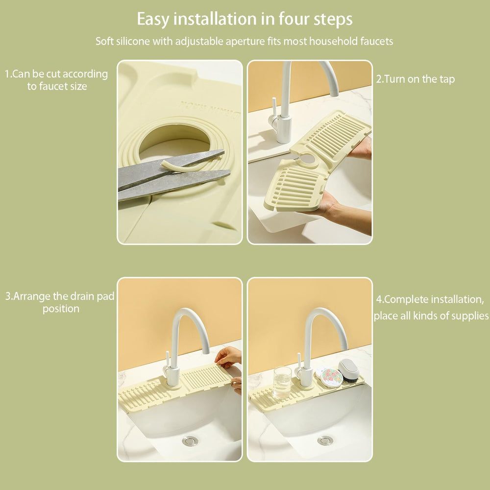 Sloped Sink Splash Guard Mat – Kitchen & Bathroom Faucet Draining Mat - DHACTIVE 2