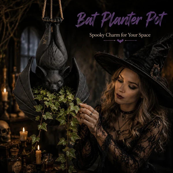 Spooky Bat Planter Hanger – Halloween Decor for Small Plants &amp; Dried Stems