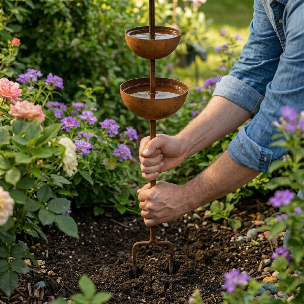 Handcrafted Rustic Copper Bird Bath Stake – Add Charm to Your Garden - DHACTIVE 3