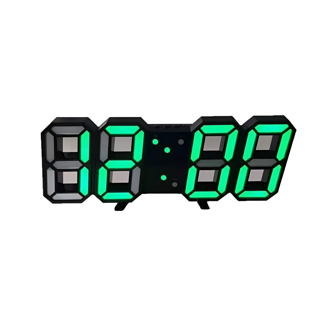 PixelTime Clock – Modern 3D LED Digital Wall Clock with Temperature, Date &amp; Alarm - Green