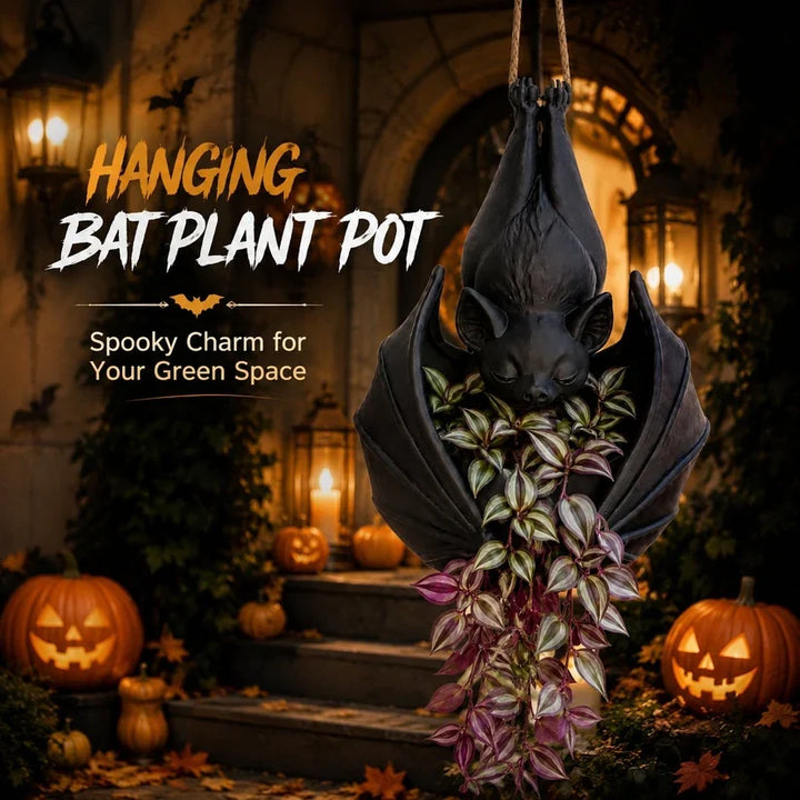 Spooky Bat Planter Hanger – Halloween Decor for Small Plants &amp; Dried Stems