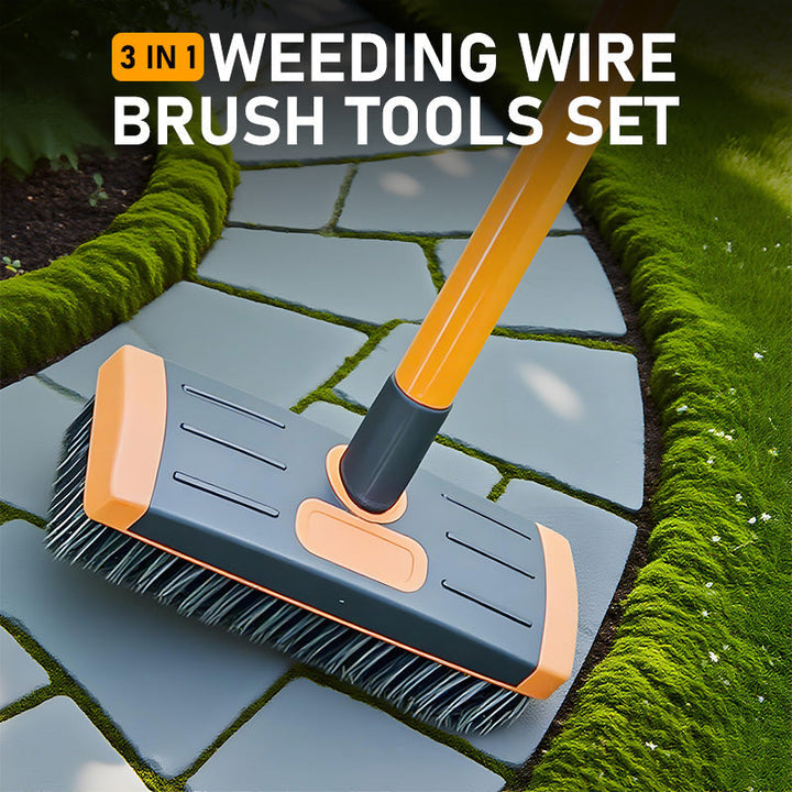 3-in-1 Weeding Wire Brush Set - Steel Bristle &amp; Scraper