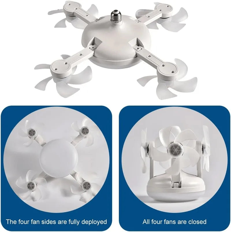 Screw-In Socket Ceiling Fan with Remote &amp; Dimmable LED Light - DHACTIVE 6