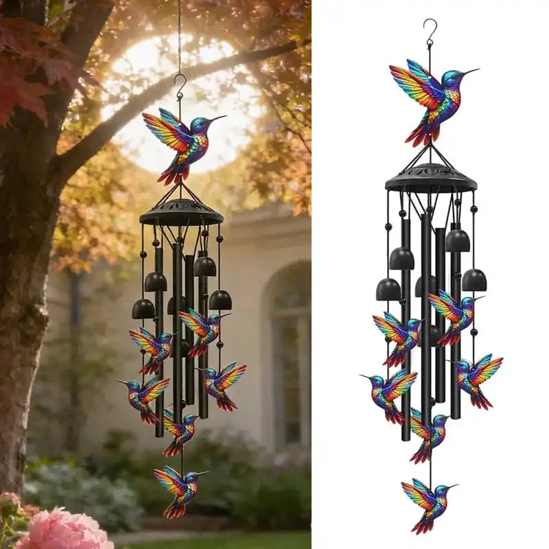 Retro Hummingbird Wind Chime with Resonant Tubes &amp; Clear Bells - DHACTIVE 3