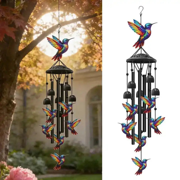 Retro Hummingbird Wind Chime with Resonant Tubes &amp; Clear Bells - DHACTIVE 3