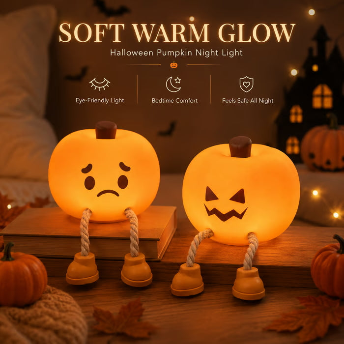 Squishy Pumpkin Night Light – USB Rechargeable, 3 Brightness Levels