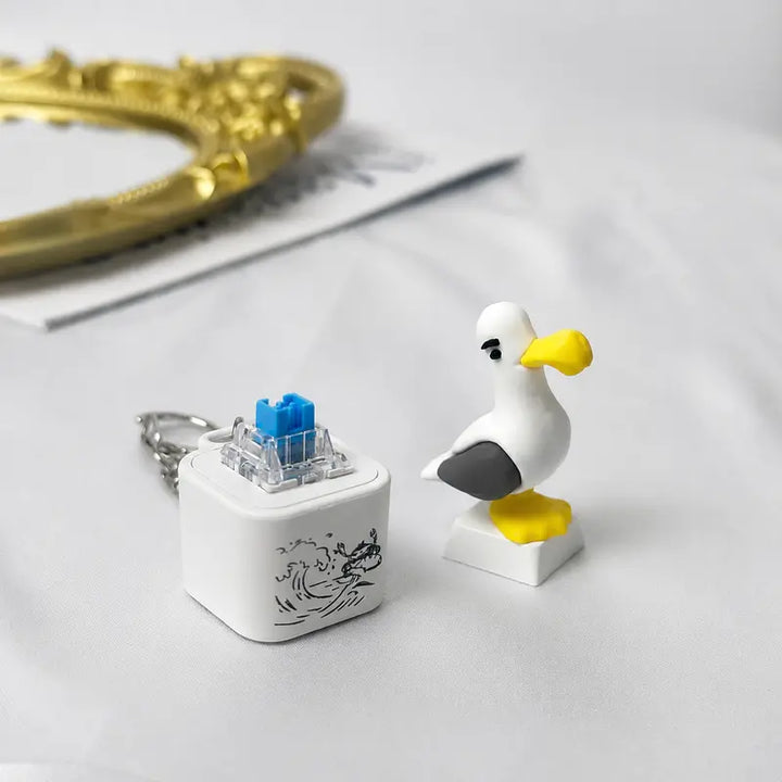 2-Piece Funny Seagull "MINE!" Keycap Keychain – Cute Mechanical Keyboard Fidget Toy, Value Set - DHACTIVE 4
