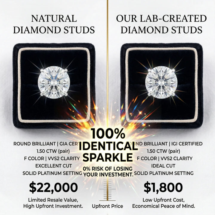 1-6.00 CTW Classic Round Lab-Created Diamond Stud Earrings - Secure 4-Prong &amp; Hypoallergenic-Last Day Sale🔥90% OFF