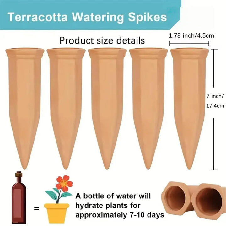 Terracotta Watering Spikes with Lids (4 or 6-Pack) - DHACTIVE 5