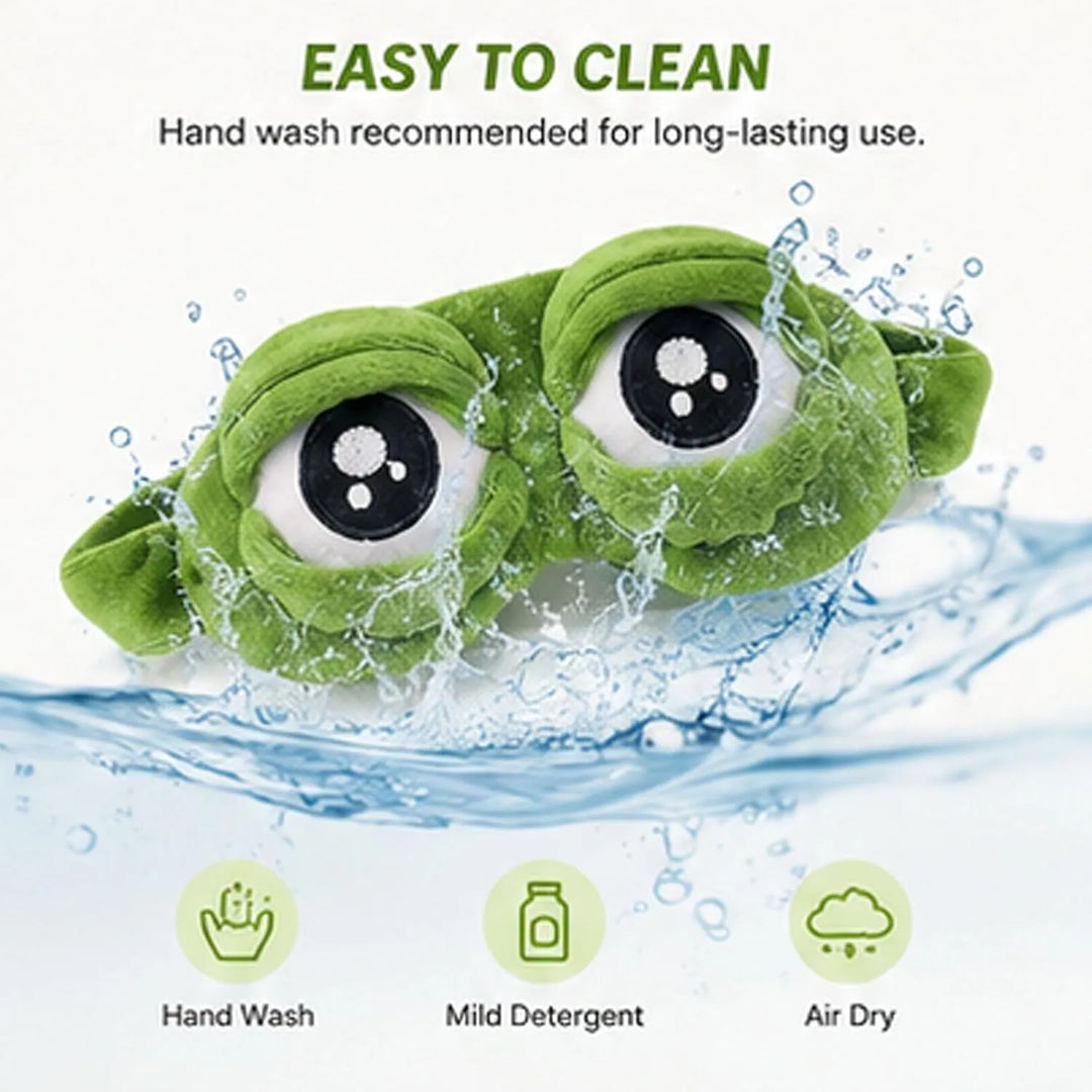 2-Piece Funny Frog Sleep Eye Mask – 100% Total Blackout Plush Blindfold, Value Set - DHACTIVE 4