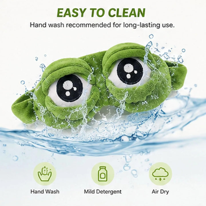 2-Piece Funny Frog Sleep Eye Mask – 100% Total Blackout Plush Blindfold, Value Set - DHACTIVE 4