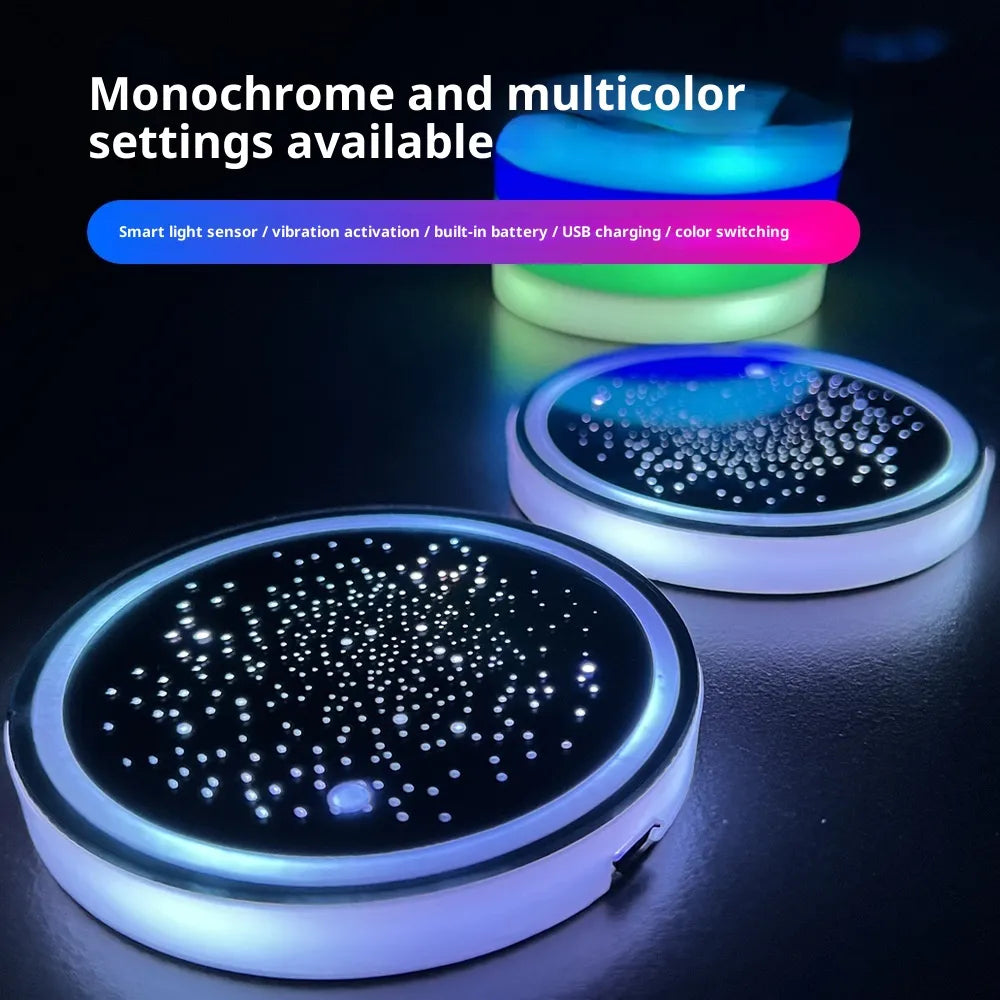 2PCS LED Car Cup Holder Coasters – Auto Sensor for Night Driving Safety - DHACTIVE 3