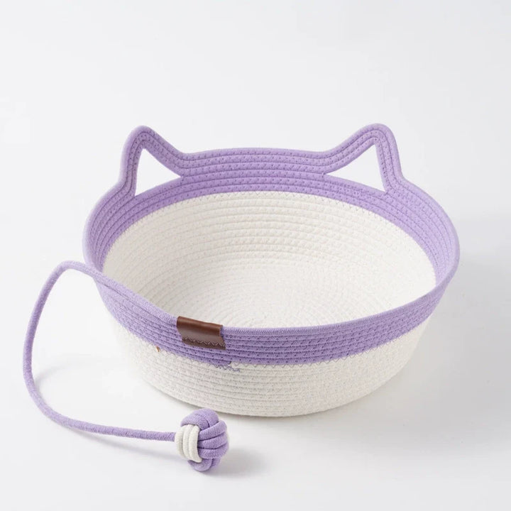 Handwoven Wicker Cat Basket – 2 Sizes, Toy &amp; Scratch‑Safe