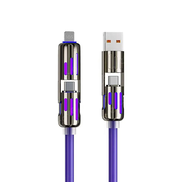 4-in-1 Charging Cable – 3 Lengths, 7 Colors, Tangle-Free