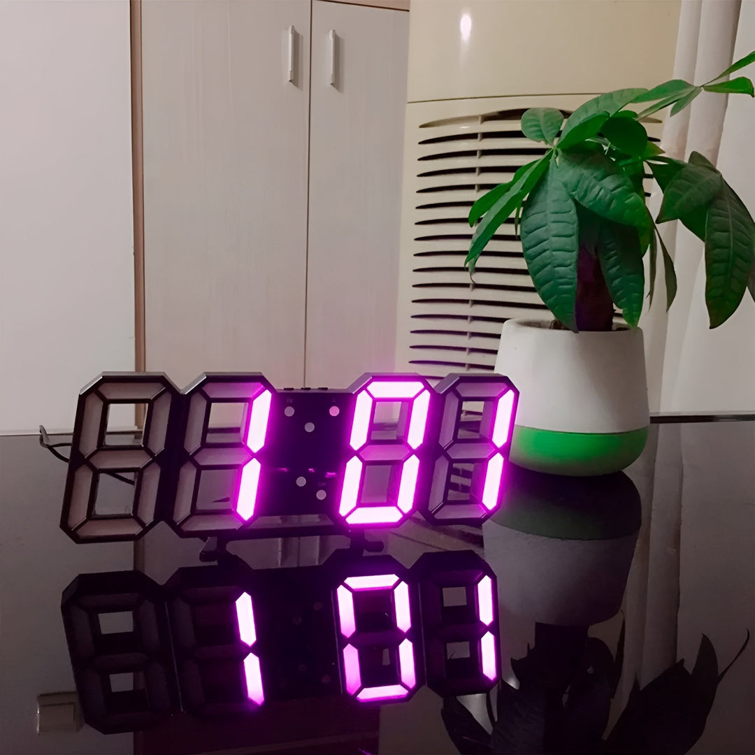 Clock – Modern 3D LED Digital Wall Clock with Temperature, Date &amp; Alarm - DHACTIVE 3