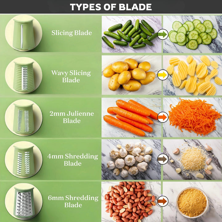 5-in-1 Rotary Cheese Grater - Easy Hand Crank Vegetable Slicer - DHACTIVE 6