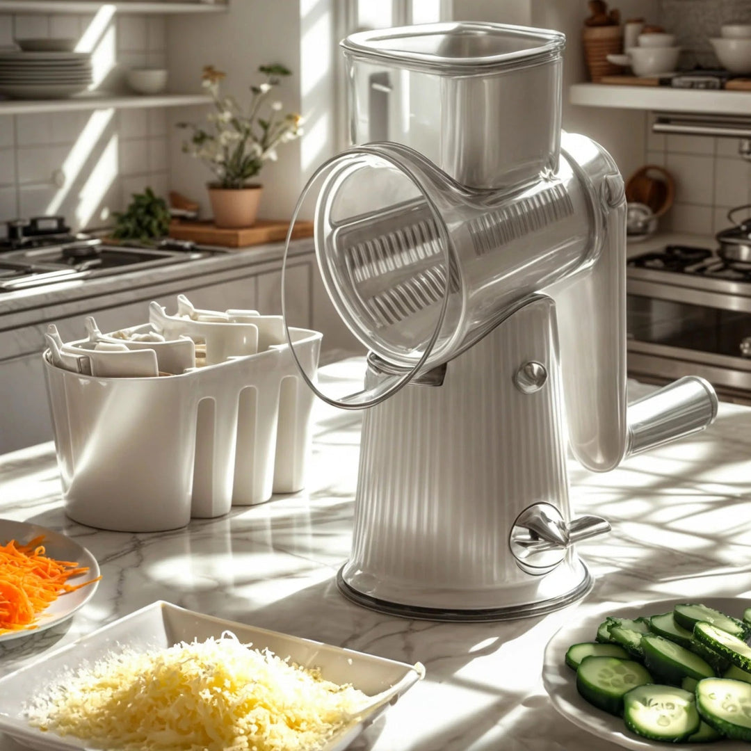 5-in-1 Rotary Cheese Grater - Easy Hand Crank Vegetable Slicer - DHACTIVE 8