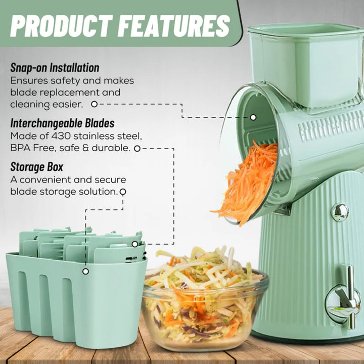5-in-1 Rotary Cheese Grater - Easy Hand Crank Vegetable Slicer - DHACTIVE 5