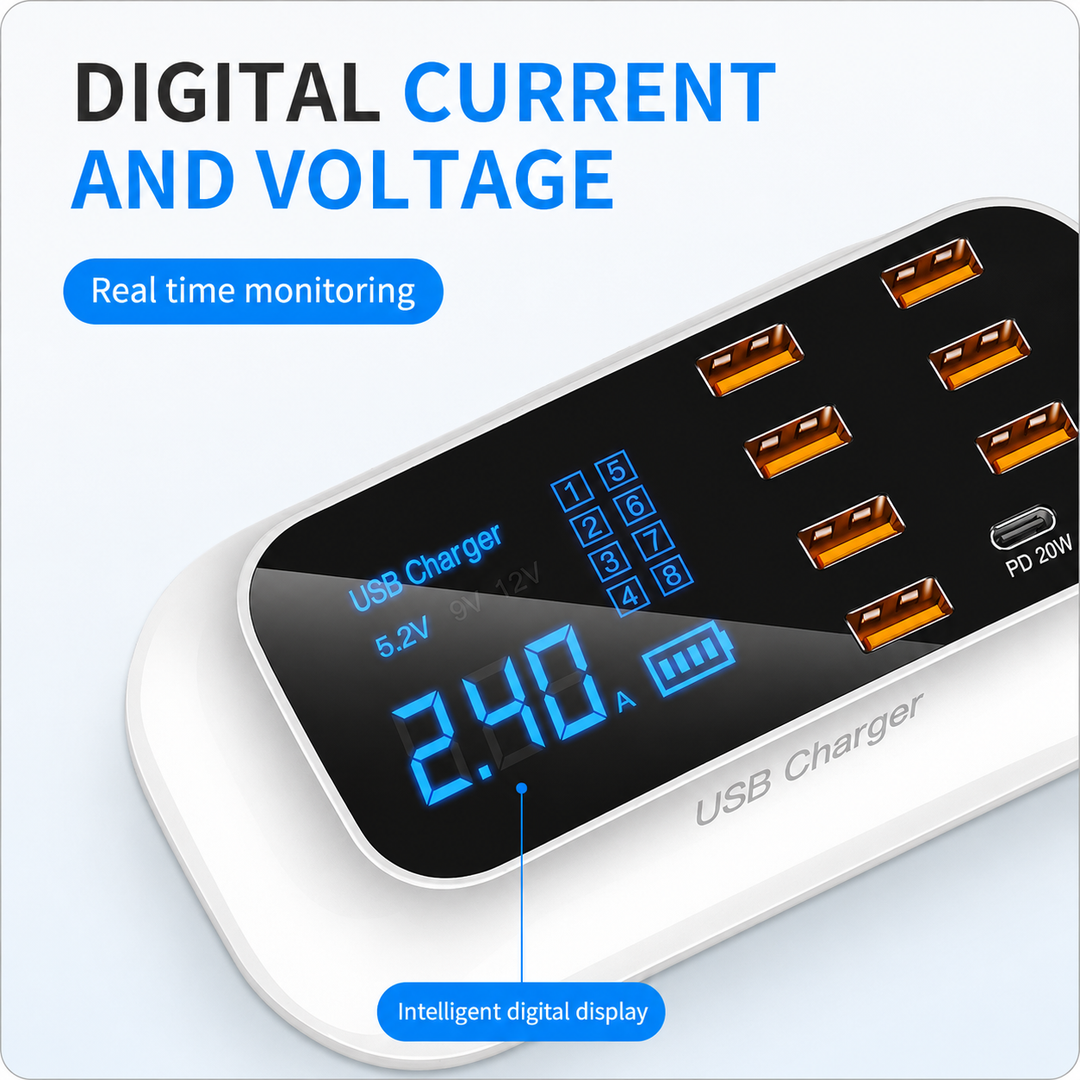 8-Port USB Charging Station – 55W-140W Fast Charger Hub - DHACTIVE 7
