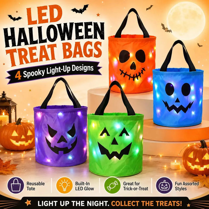 Light-Up Halloween Trick-or-Treat Bag – Glowing Pumpkin Tote with LEDs