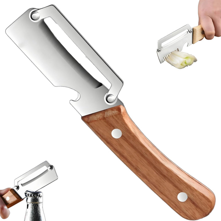 2-in-1 Stainless Steel VegetablePeeler with Wooden Handle &amp;Bottle Opener - DHACTIVE 5
