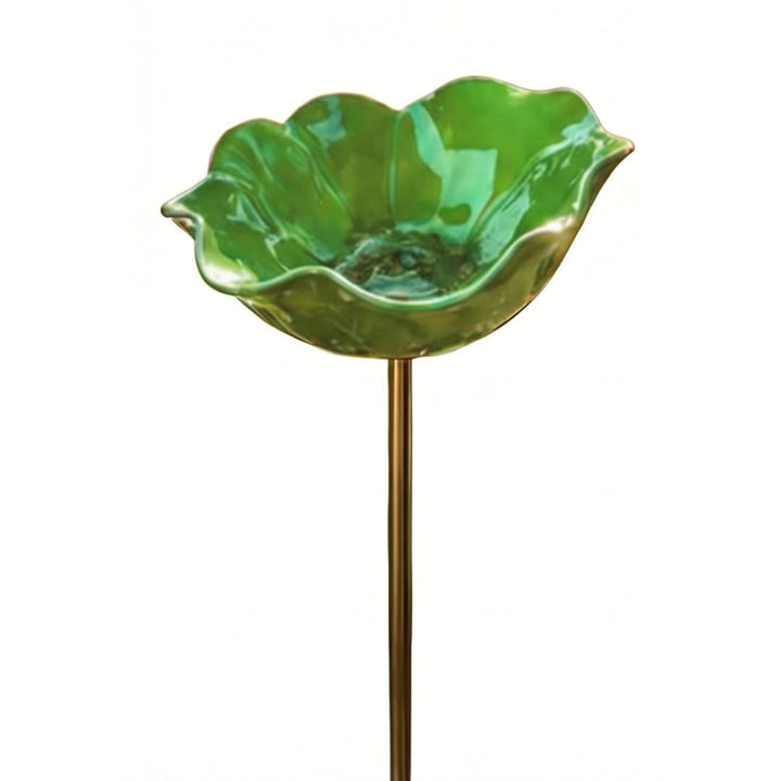 PetalHaven Hand-Formed Poppy Bird Bath – Elegant Garden Stake Decor - DHACTIVE 10