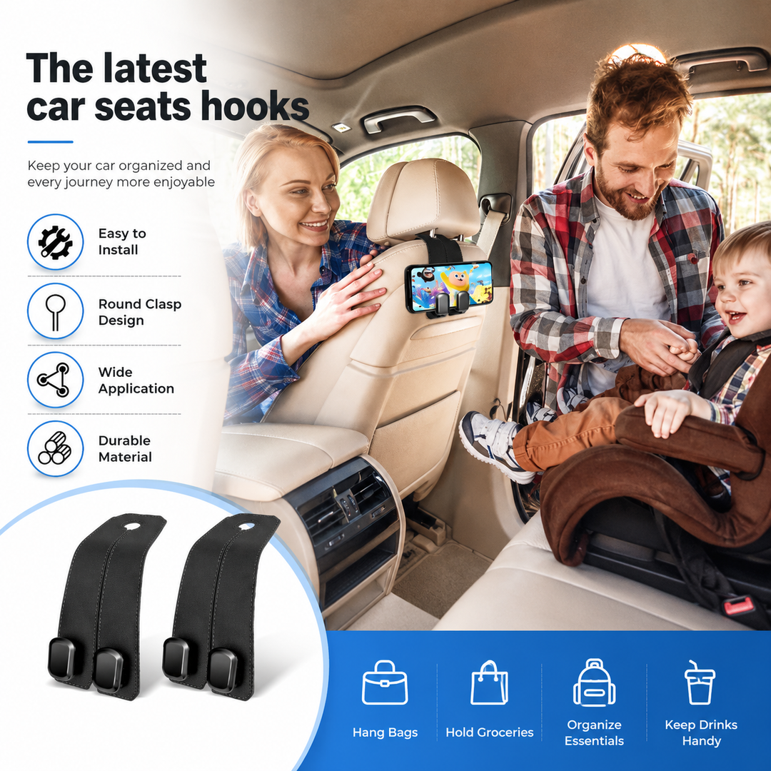 2-Pack Car Seat Back Hangers – Easy-Reach Storage to Stop Back-Straining - DHACTIVE 3