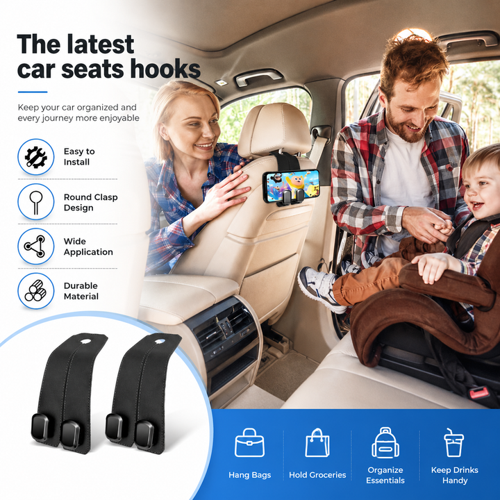 2-Pack Car Seat Back Hangers – Easy-Reach Storage to Stop Back-Straining - DHACTIVE 3
