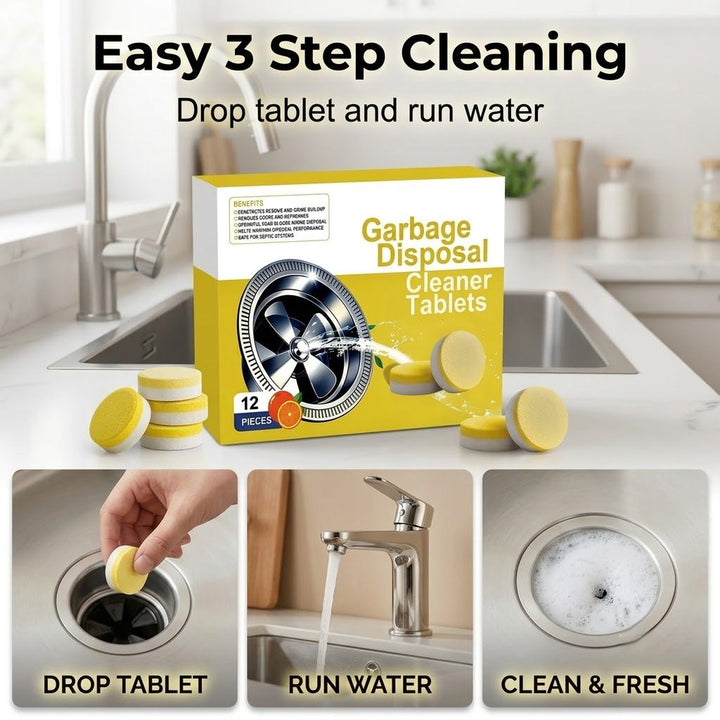 Citrus Disposal Cleaner Tablets for Kitchen Sink Drain Odor Removal - DHACTIVE 4