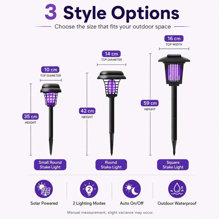 [2-Pack] 2-in-1 Solar Bug Zapper &amp; Decorative Outdoor LED Garden Light
