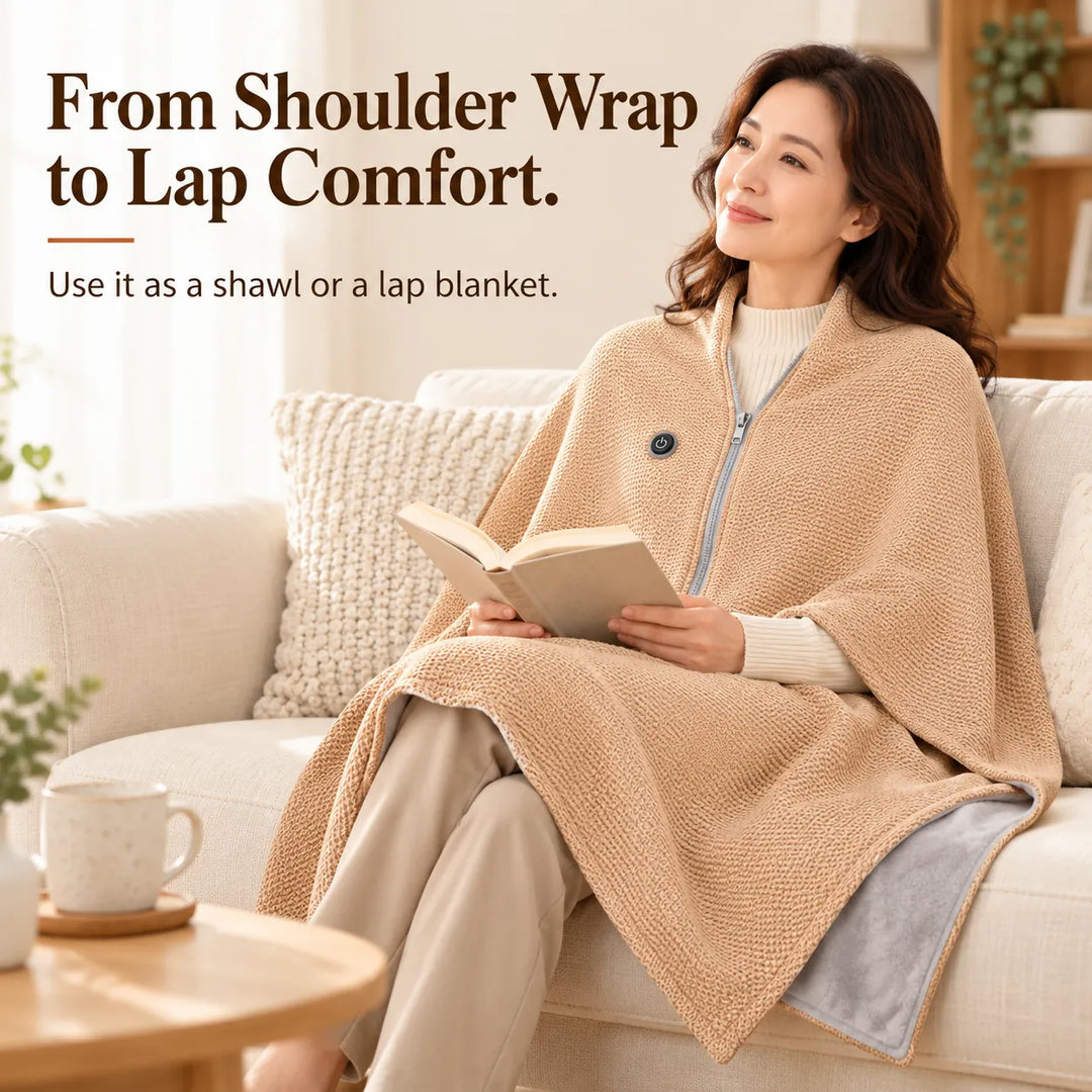 Heated Wearable Blanket with 3 Heat Settings – Hands-Free USB Warmth