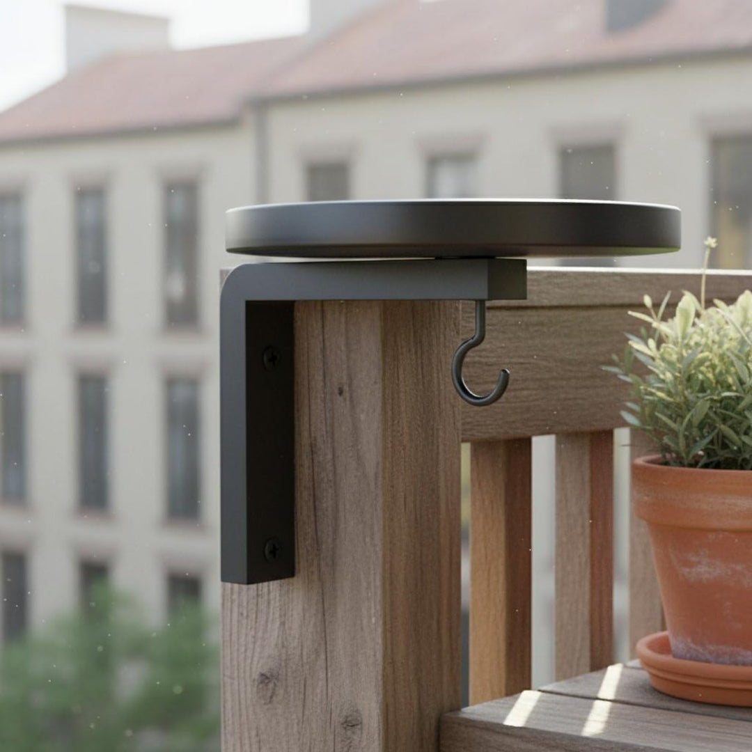 Wall-Mounted Metal Bird Bath &amp; Feeder Station with Hanging Hook - DHACTIVE 4