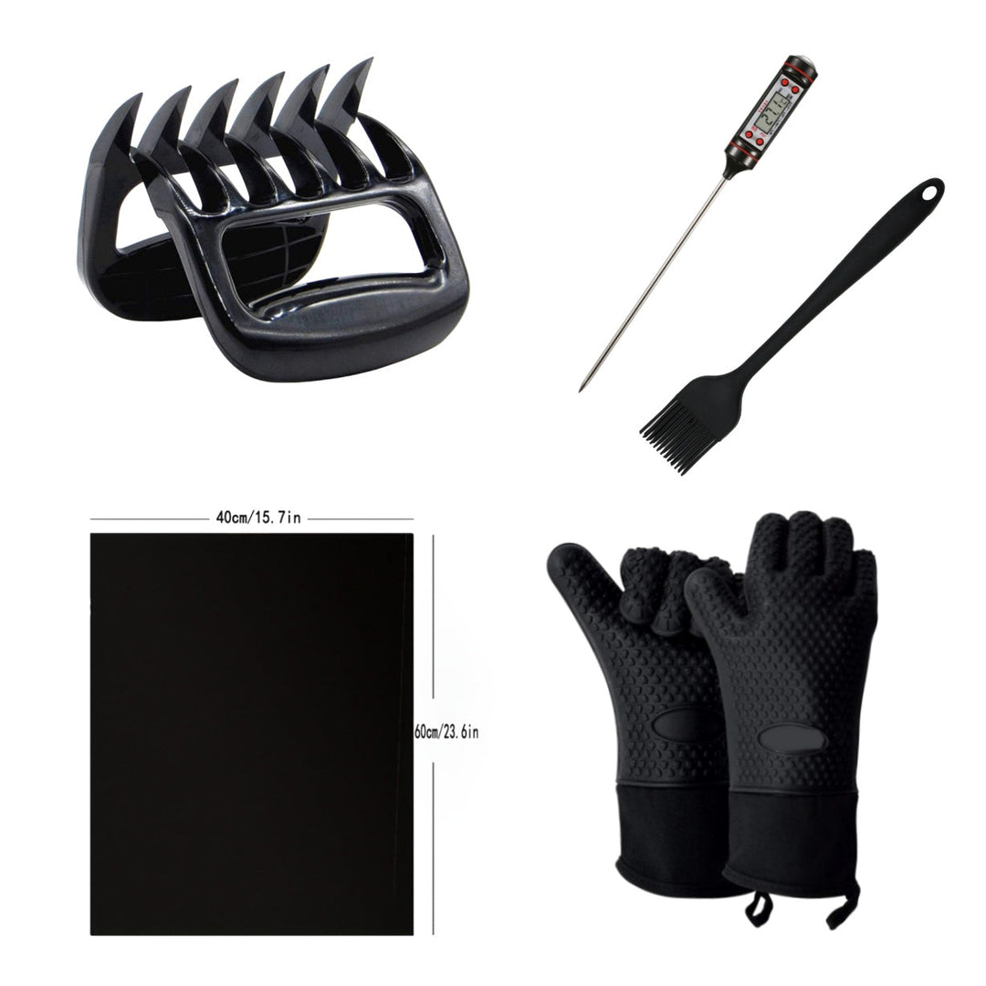6-Piece BBQ Tool Set – Heat Resistant Gloves, Claws &amp; Kit - DHACTIVE 8