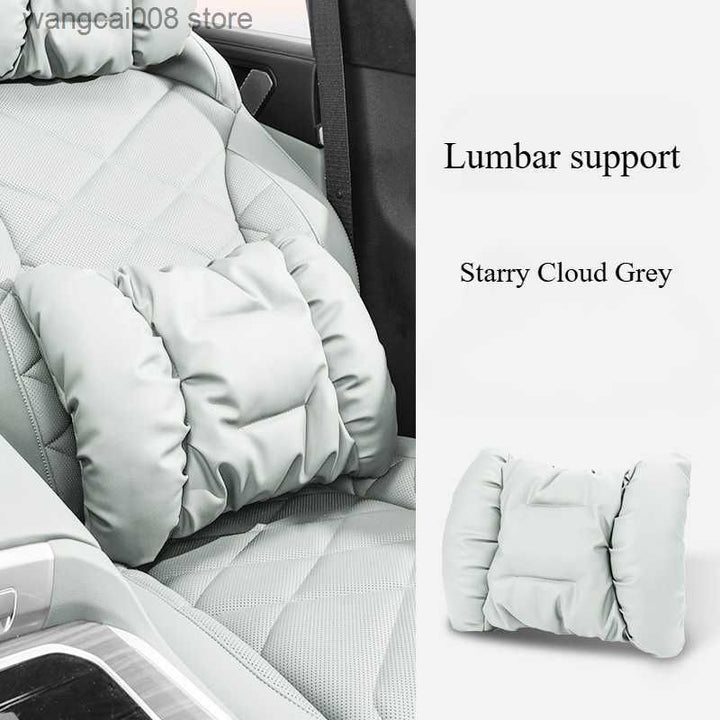 Suede-Touch Car Headrest &amp; Lumbar Support Set - DHACTIVE 10