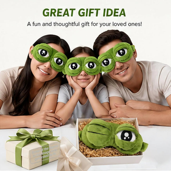2-Piece Funny Frog Sleep Eye Mask – 100% Total Blackout Plush Blindfold, Value Set - DHACTIVE 6