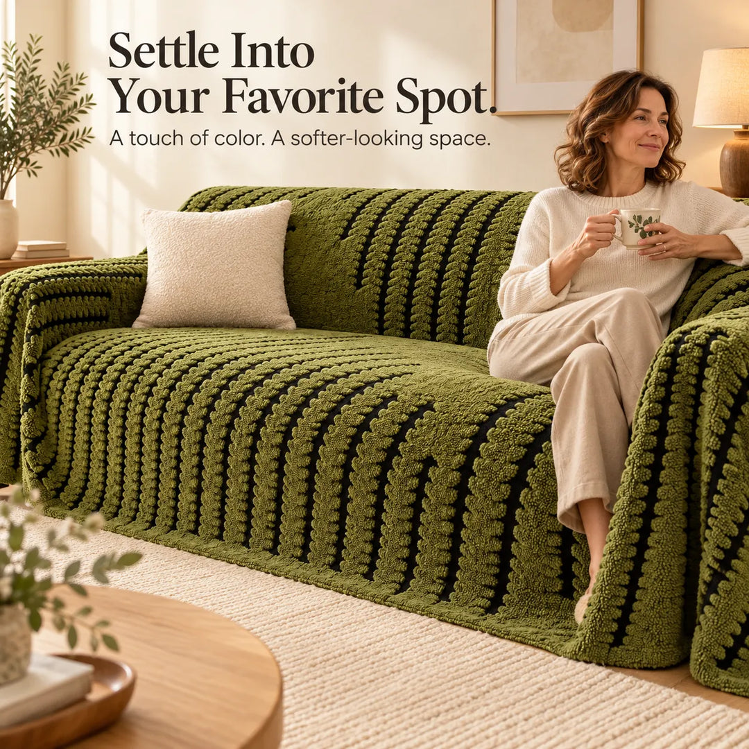 Plush Sofa Cover Protector – Soft, Anti-Slip, Machine-Washable