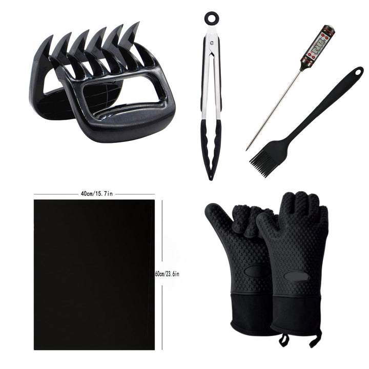 6-Piece BBQ Tool Set | Heat Resistant Gloves, Claws &amp; Kit
