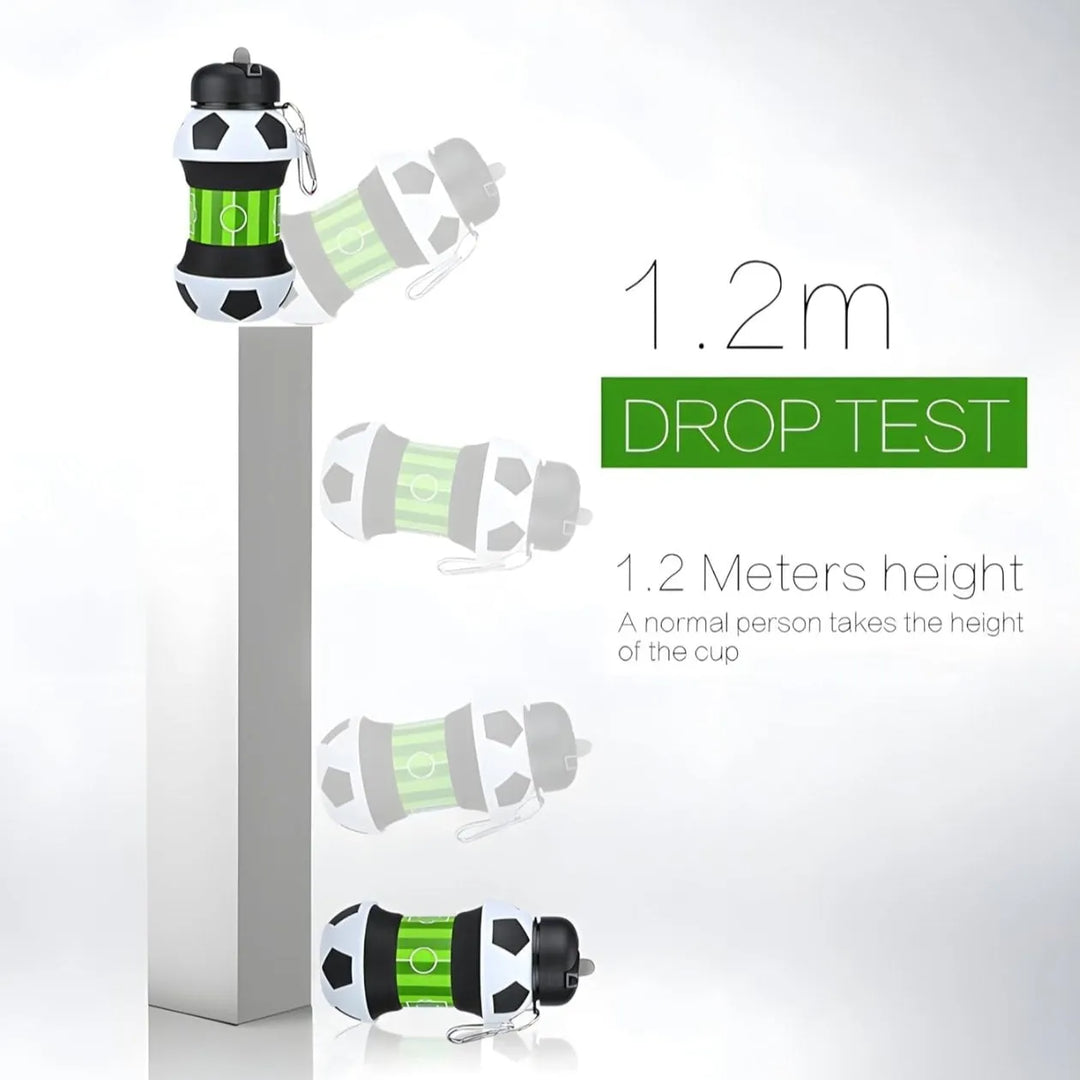 550ml Collapsible Football Water Bottle – Portable Silicone Sporty Foldable Drinkware - DHACTIVE 3