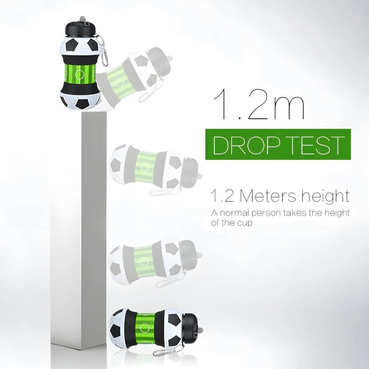 550ml Collapsible Football Water Bottle – Portable Silicone Sporty Foldable Drinkware - DHACTIVE 3