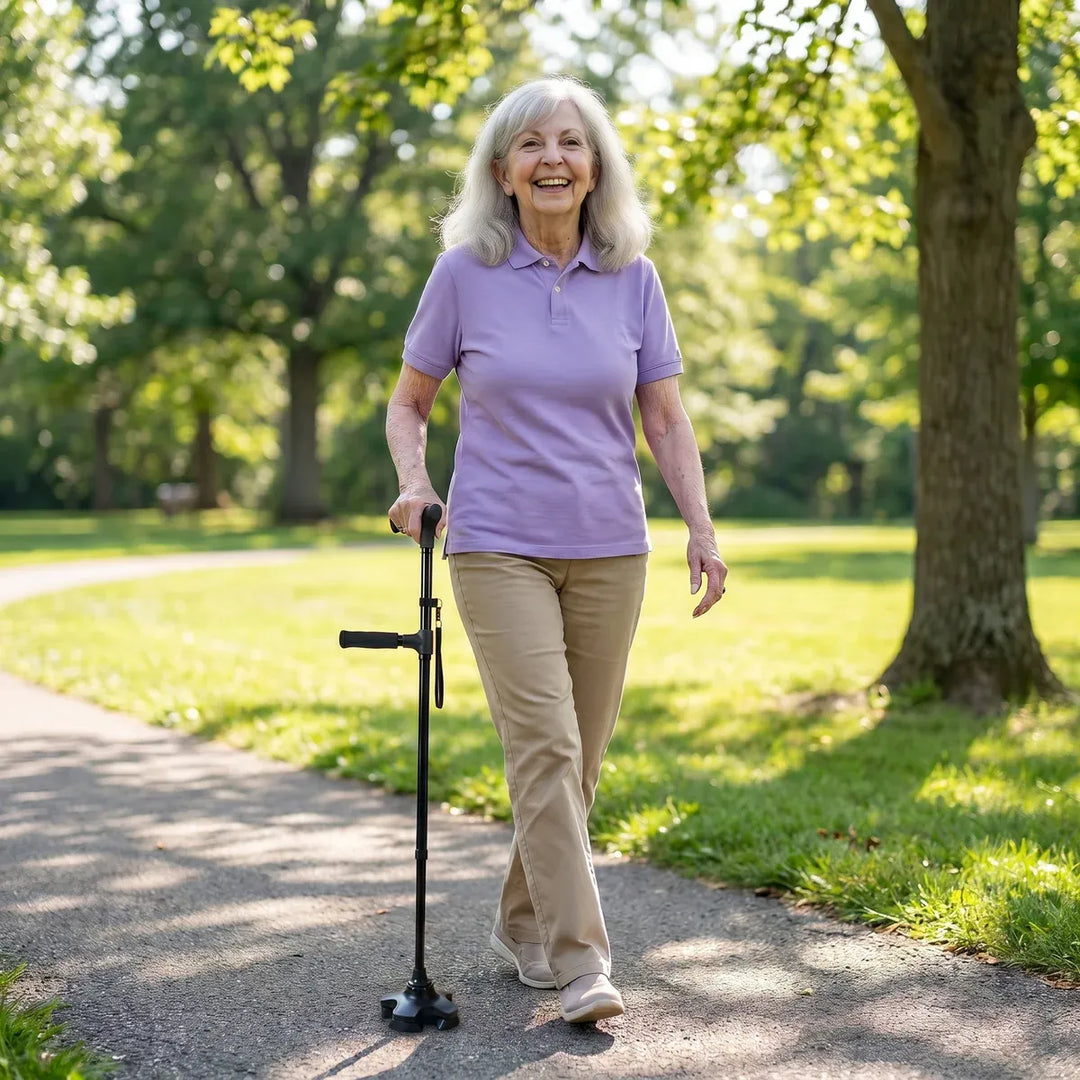 Smart Folding Safety Cane with LED Light &amp; SOS Alarm