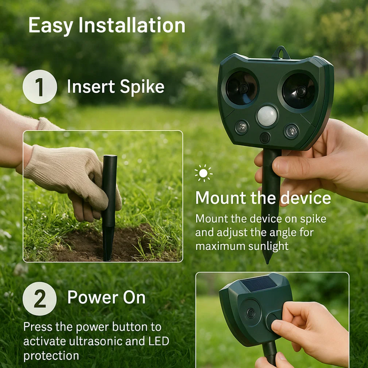 Ultrasonic Bird &amp; Pest Defender | Weatherproof, Solar-Powered &amp; Effective for Garden Protection
