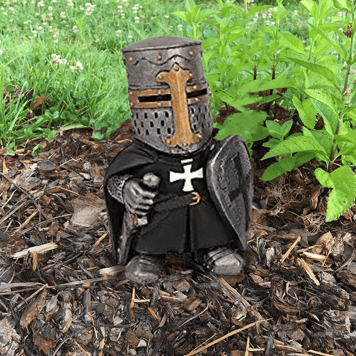 Medieval Knight Garden Gnome - Durable Crusader Statue for Yard &amp; Lawn Decor - DHACTIVE 10