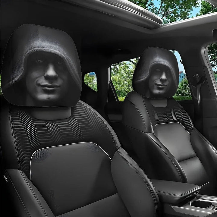 2PCS Funny Car Headrest Covers – Big-Eyed Cartoon Design
