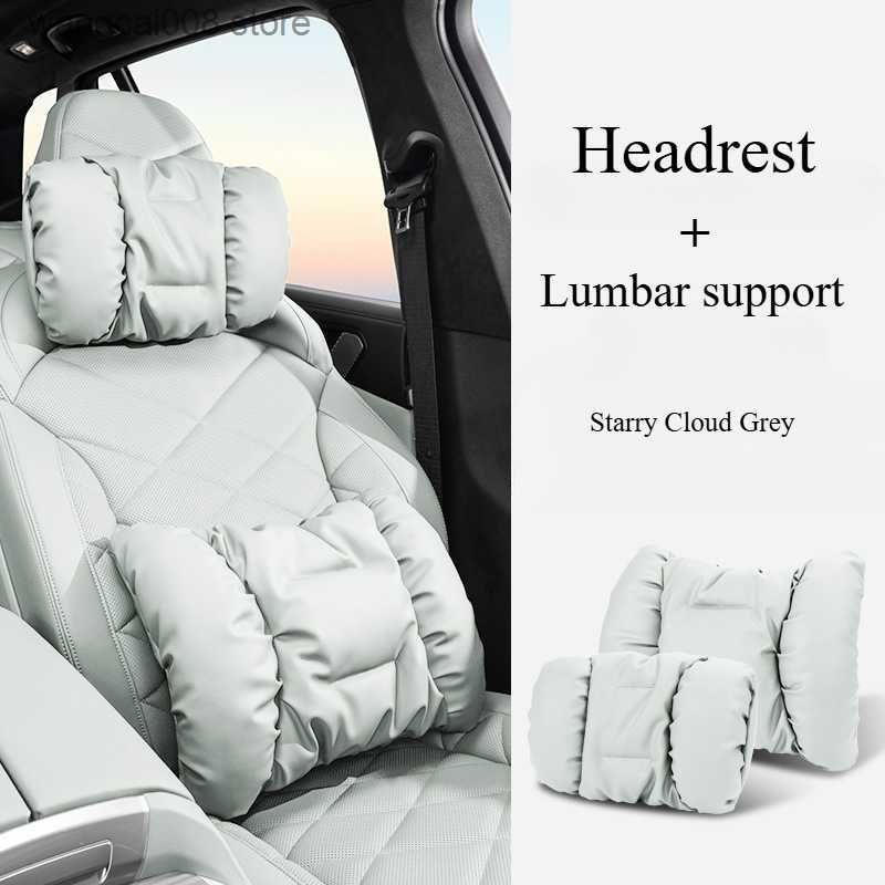 Suede-Touch Car Headrest &amp; Lumbar Support Set - DHACTIVE 14