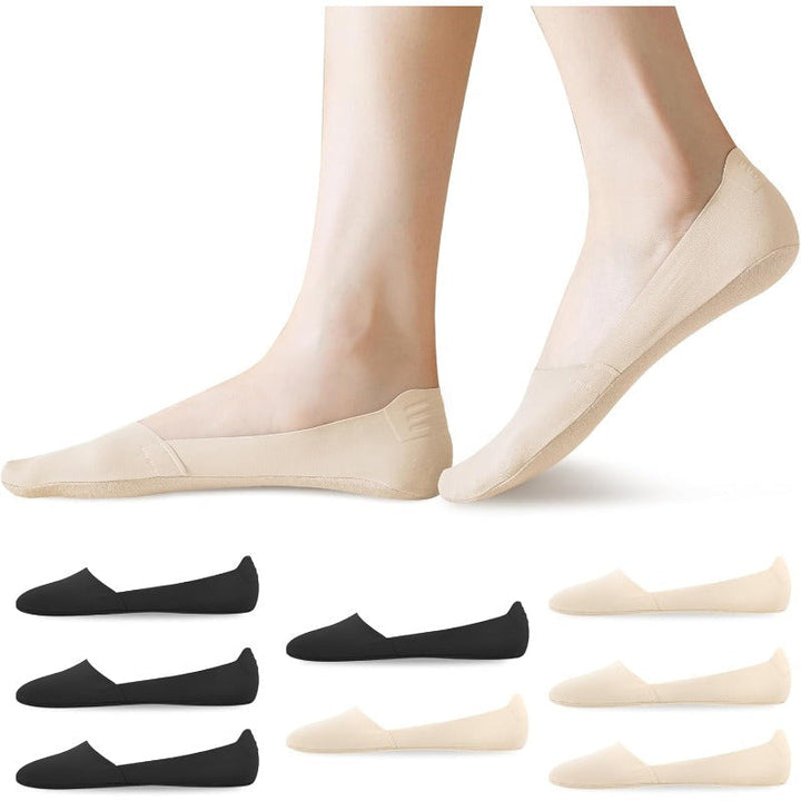 8-Pairs No-Show Socks – Breathable Cotton Liner with Non-Slip Heel