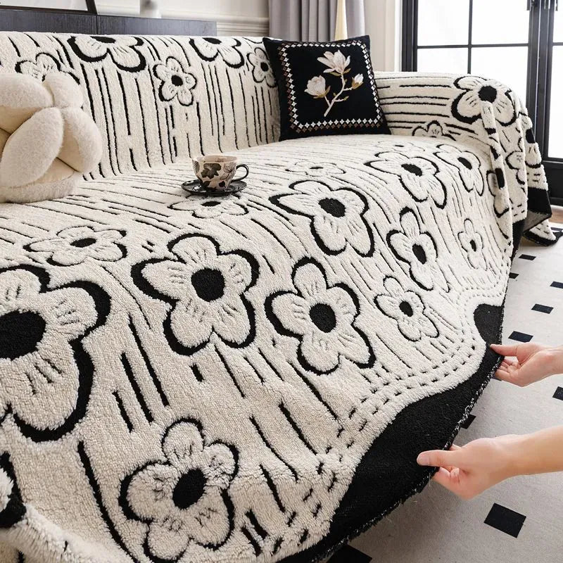 Plush Sofa Cover Protector – Soft, Anti-Slip, Machine-Washable