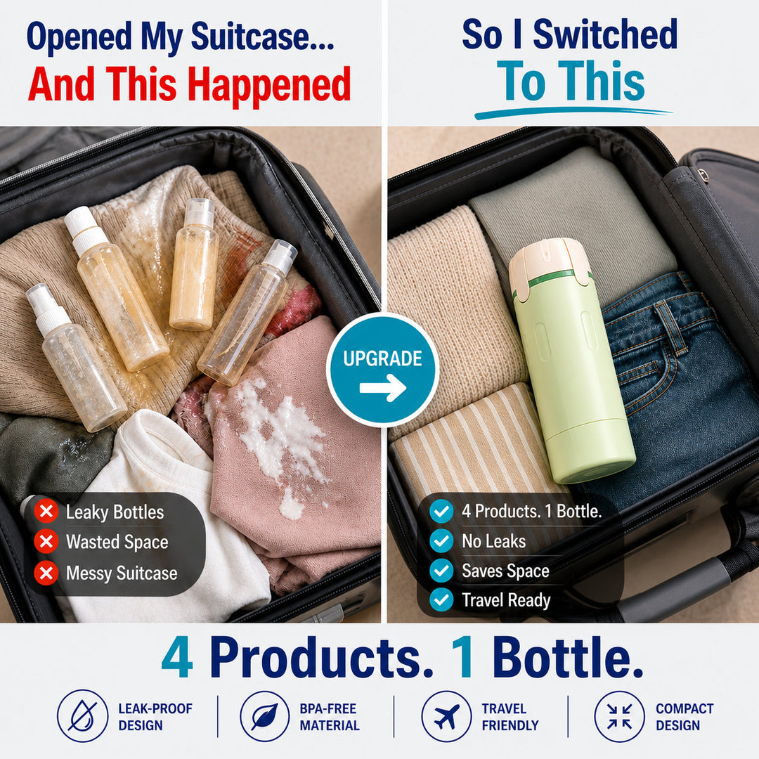 4-in-1 Travel Bottle – Shampoo, Lotion, Gel, Moisturizer in One