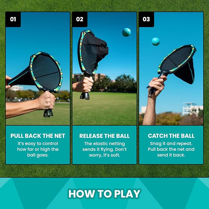 Catch &amp; Release Slingshot Game – 2 Rackets, 2 Balls, Indoor/Outdoor Fun