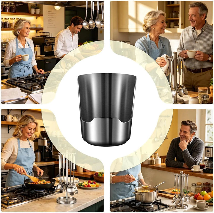 304 Stainless Steel Pot Lid &amp; Ladle Holder – Countertop Drip Catcher